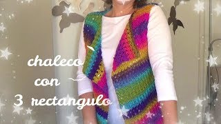 Chaleco a crochet fácil con 3 rectángulos  Ganchillo facial [upl. by Analle452]