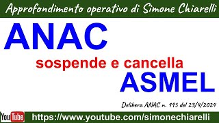 ANAC sospende ASMEL centrale committenza e la cancella da elenco delle SA 2842024 [upl. by Aciret]