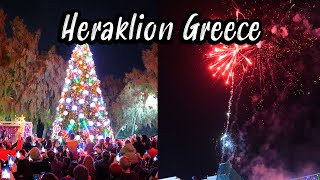 Heraklion Crete Greece Over 10000😱 people gathered 🎄 to see the Christmas tree be lit 🌟 [upl. by Naj]