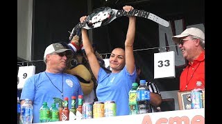 Acme Oyster Eating Championship in New Orleans winner slurps 33 dozen oysters [upl. by Baillie]