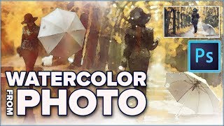 turn ANY PHOTO to WATERCOLOR painting in PHOTOSHOP [upl. by Asilehs]