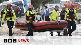 Spain floods death toll rises above 200  BBC News [upl. by Dessma]