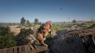 Horseman 9 Challenge  Broken Bridge Jump w Belgian Draft Horse  Red Dead Redemption 2 [upl. by Oberheim301]