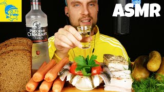 ASMR Russian food Zakuski and drinking vodka 🇷🇺 [upl. by Leahcimsemaj]