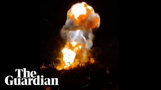 Moment Ukrainian airstrike hits Russian warship in Crimea [upl. by Kirred]