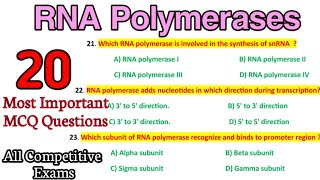 RNA Polymerases MCQ  Transcription Molecular Biology MCQ for Competitive Exams [upl. by Sager]