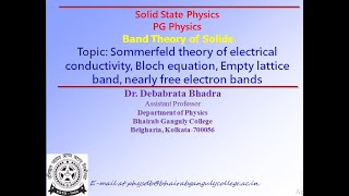 Sommerfeld theory of electrical conductivity Bloch equation [upl. by Dammahum]