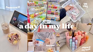 A DAY IN MY LIFE✧˖°🥓🍝home cookinguni vlogproductivegrocery shoppingcoffee runmorning activity [upl. by Kcirneh]