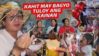 KAHIT MAY BAGYO TULOY PARIN ANG KAINAN sarahcutetv [upl. by Ahseka]