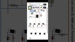 Audio amplifier circuit Uses IC 4558D amp Transistor TIP41C amp TIP42C [upl. by Hayikat]