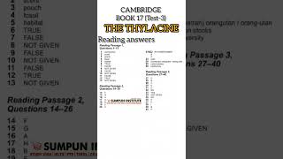 Cambridge book 17 Test3 reading answers THE THYLACINE  SUMPUN IELTS PHAGWARA [upl. by Emirac553]