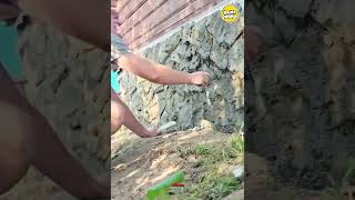 Rock Wall Finish Using Mortar storytime automobile shortstories artfashion farming shorts [upl. by Baudelaire710]