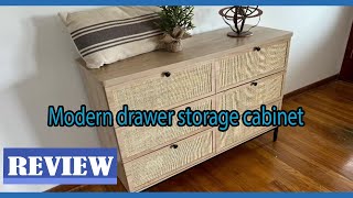 Unboxing And Review Modern Long 6 Drawer Dresser with Natural Rattan Drawers [upl. by Enyleuqcaj158]