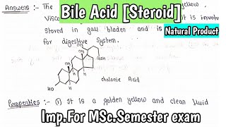 BILE ACIDSteroids Property of bile acid  Natural Product  Organic Chemistry  MScNotes [upl. by Aecila]