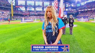 INGRID ANDRESS  NATIONAL ANTHEM  LIVE FULL PERFORMANCE  MLB HOME RUN DERBY 2024  JULY 15 2024 [upl. by Nwahsal]