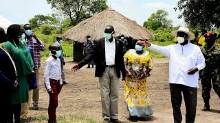 Museveni supervised his village farmer for the parish development model project [upl. by Ateuqahs]