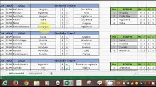 Calendario del mundial de futbol en excel  brasil 2014 [upl. by Assirak]