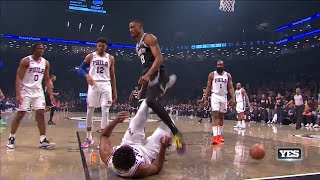 Joel Embiid kicks Nic Claxton after he steps over him FULL ALTERCATION [upl. by Aiak762]