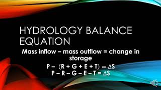 Hydrology balance equation or water balance equation [upl. by Adlev]