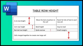 Change Table Row Height Position of Text and Merge Cells in Word [upl. by Ekalb471]