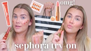 sephora tryon haul rare beauty charlotte tilbury amp more 2024 [upl. by Tarkany6]