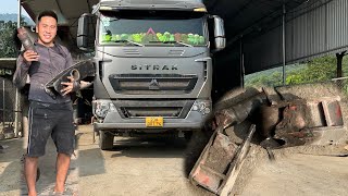 replace spring support shaft for broken trailer carrying heavy loads Giang car repair [upl. by Aihsenek320]