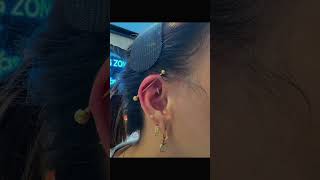 Industrial Piercing at Piercing Zone by Dr Vikas dubai industrialpiercing bellypiercing [upl. by Naz192]