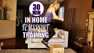 30 Minute HIIT Workout Femsport Training at Home  Box Jump Training [upl. by Ahsat]