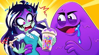 Evil Grimace Shake Monster Spoiled Halloween 💜 Creepy Stories by ZBoo [upl. by Assiled481]