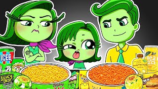 Inside Out 2  DISGUST Family Convenience Store YELLOW GREEN Food Mukbang Animation  ASMR [upl. by Allemaj]