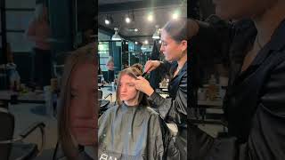 Watch me cut curtain bangs haircutting slidecutting hairstyle hairstylist cosmetology [upl. by Tobye]