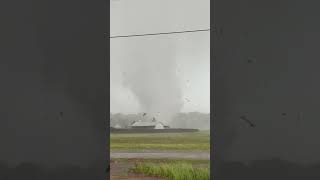 Debris Flies as Tornado Swirls Close to Homes [upl. by Thais]