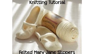 KNITTING TUTORIAL  LION BRAND FELTED SLIPPERS [upl. by Adaynek]