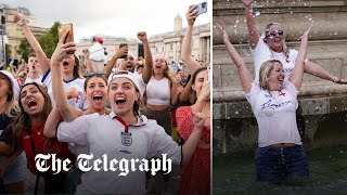 Lionesses win Euro 2022 Fans erupt at Trafalgar Square as England win first Womens Euros [upl. by Aienahs]