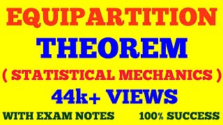 EQUIPARTITION THEOREM IN STATISTICAL MECHANICS  EQUIPARTITION THEOREM  WITH EXAM NOTES [upl. by Anadal]