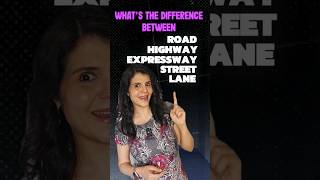 Road Vs Highway Vs Expressway Vs Street Vs Lane  Difference Shorts English Learn knowledge [upl. by Eirameinna813]