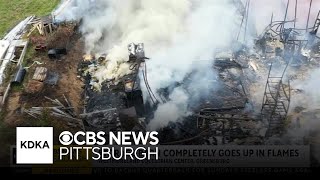 Storage barn catches fire at Westmoreland Equestrian Center [upl. by Harriet]