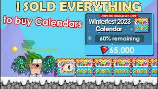 Selling My All Items and Worlds to buy TONS Winterfest Calendar 2023 Giant Eye Head  GrowTopia [upl. by Zendah]