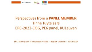 May 2024 – Tinne Tuytelaars ERC Starting grants Panel member 2022 call [upl. by Binetta]