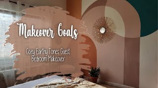 MAKEOVER GOALS  COZY EARTHY TONES GUEST BEDROOM  WALL MURAL [upl. by Reich584]