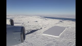 Flight Over a Rectangular Iceberg in the Antarctic [upl. by Eerdna]