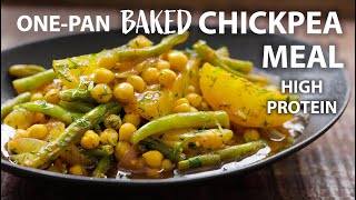 One Pan Baked Chickpea and Vegetable Recipe  Easy Vegetarian and Vegan Meals  Chickpea recipes [upl. by Adnowal]