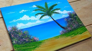 Cómo Pintar un PAISAJE de Playa con Acrílico Paso a Paso  Tutorial de Pintura Acrílica [upl. by Arteid]