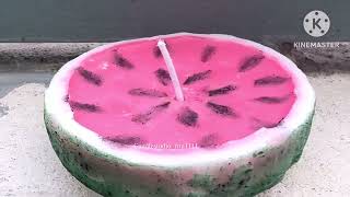 How to make watermelon candle at home in steel bowl  advance candle making course at our channel [upl. by Jaddo]