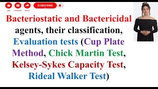 Bacteriostatic and Bactericidal agents their classification Evaluation tests BPharma 3rd Sem [upl. by Akinal618]