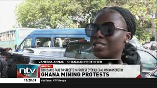 Ghana Hundreds protest against unlicensed gold mining [upl. by Arlan920]