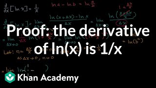 Proof the derivative of lnx is 1x  Advanced derivatives  AP Calculus AB  Khan Academy [upl. by Neeven955]