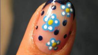 Easy Nail Art Design Tutorial  Midnight Snow Flower for short nail Simple Cute DIY Home Made [upl. by Rayna]