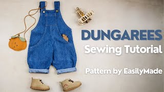 DIY Dungarees Sewing Tutorial Sizes 114 Years  Pattern by EasilyMade  Stylish Kids Fashion [upl. by Wilscam]