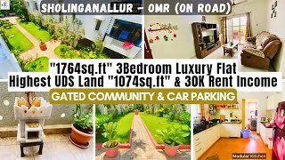 SHOLINGANALLUR OnRoad “1764sft” 3Bedroom “1074sft UDS FlatForSale ₹30K Rental Income  ₹107Cr [upl. by Shakespeare]